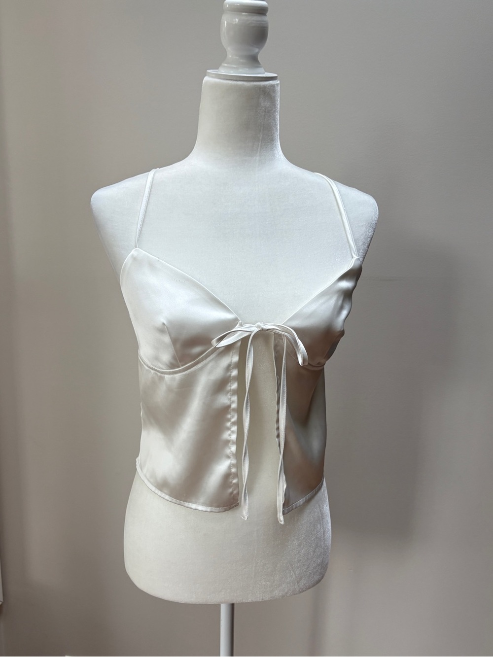 Princess Polly Ivory Satin Tie-Front Cami
